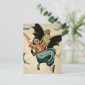 Vintage Green Devil Postkarte (Stehend Vorderseite)