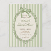 Vintage green elegant sweet bow bridal shower einladung (Vorderseite)