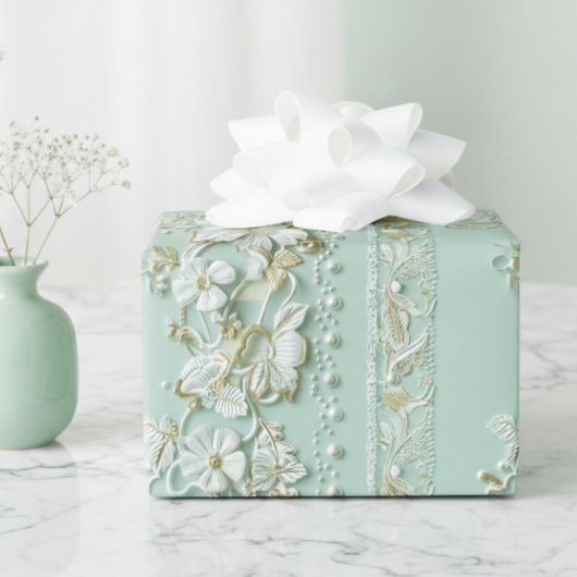 Vintage Green Floral Geschenkpapier