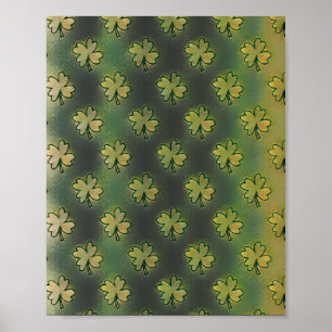 Vintage Green, grey and orange shamrock St. Patric Poster
