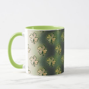 Vintage Green, grey and orange shamrock St. Patric Tasse