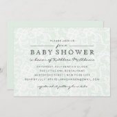 Vintage Green Lace Baby Dusche Einladung (Vorne/Hinten)