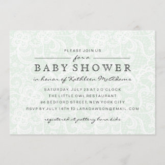 Vintage Green Lace Baby Dusche Einladung