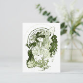 Vintage green lady art postkarte (Stehend Vorderseite)