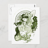 Vintage green lady art postkarte (Vorne/Hinten)