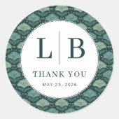 Vintage Green Leaf Motive Runder Aufkleber (Vorderseite)