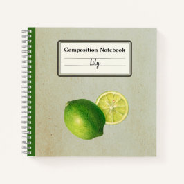 Vintage Green Lemon Illustration Personalisiert Co Notizblock