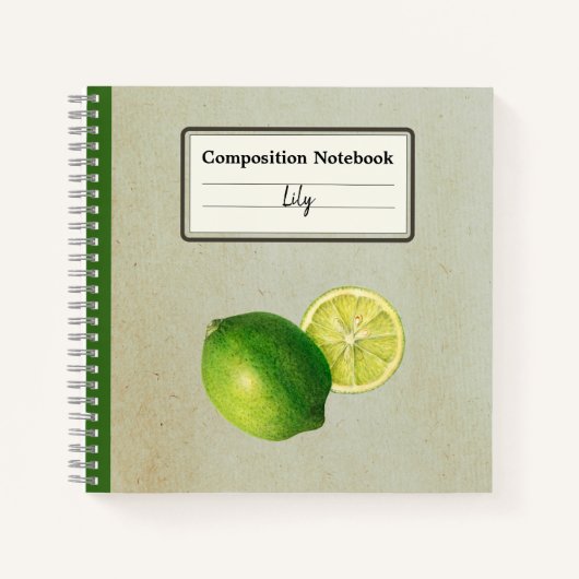 Vintage Green Lemon Illustration Personalisiert Co Notizblock (Vorderseite)