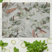 Vintage Green Mushroom Birds Woodland Geschirrtuch (Gefaltet)