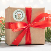 Vintage Green Plaid Christmas Photo Runder Aufkleber