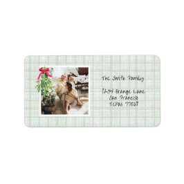 Vintage Green Plaid Return Address Adressaufkleber