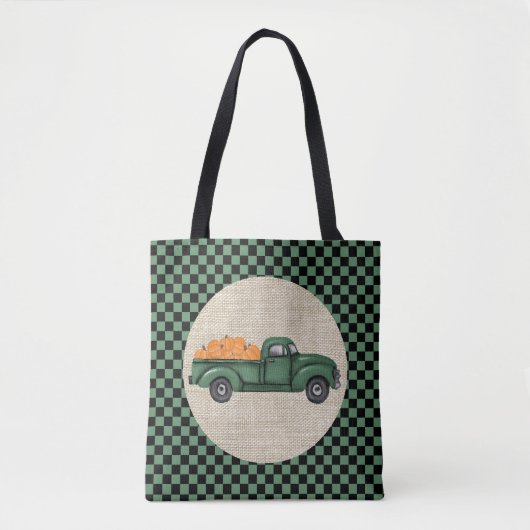Vintage Green Pumpkin Truck Totasche Tasche (Vorderseite)