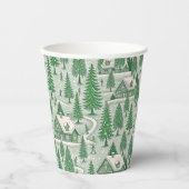 Vintage Green Toile Christmas Holiday Pappbecher (Vorderseite)