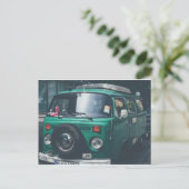 VINTAGE GREEN VAN POSTCARD POSTKARTE (Stehend Vorderseite)