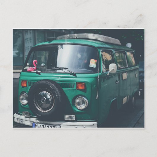 VINTAGE GREEN VAN POSTCARD POSTKARTE (Vorderseite)