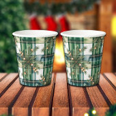 Vintage Green White Gingham Pattern Pappbecher