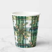 Vintage Green White Gingham Pattern Pappbecher (Vorderseite)