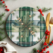 Vintage Green White Gingham Pattern Pappteller