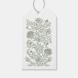 Vintage Green Woodcut Tag Geschenkanhänger