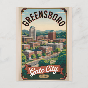 Vintage Greensboro North Carolina Retro-Reise Feiertagspostkarte