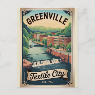 Vintage Greenville South Carolina Retro-Reise Feiertagspostkarte