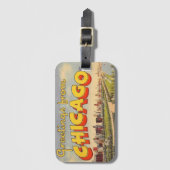 Vintage Greeting from Chicago Gepäckanhänger (Vorderseite Vertikal)