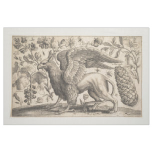 Vintage-Greif griechische Mythologie Botanik-Tapet Stoff