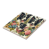 Vintage Grenz-Collie-Illustration Fliese (Seite)
