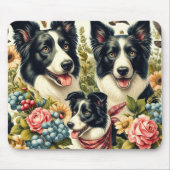 Vintage Grenz-Collie-Illustration Mousepad (Vorne)