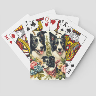 Vintage Grenz-Collie-Illustration Spielkarten