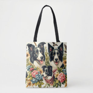 Vintage Grenz-Collie-Illustration Tasche