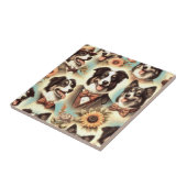 Vintage Grenz-Collie-Luustration Fliese (Seite)
