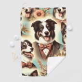 Vintage Grenz-Collie-Luustration Golfhandtuch (Insitu)