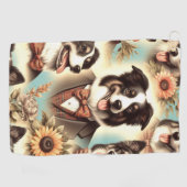Vintage Grenz-Collie-Luustration Golfhandtuch (Horizontal)