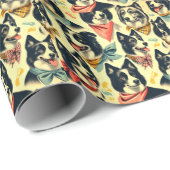 Vintage Grenze Collie Seamless Geschenkpapier (Rolleneckpunkt)