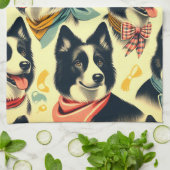 Vintage Grenze Collie Seamless Geschirrtuch (Gefaltet)