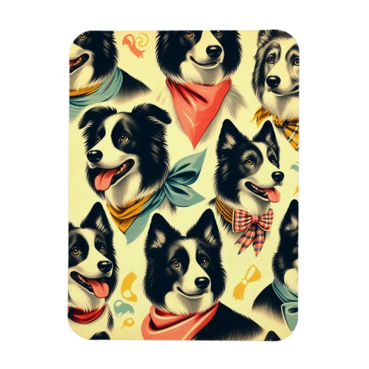 Vintage Grenze Collie Seamless Magnet (Vertikal)