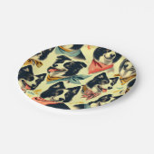 Vintage Grenze Collie Seamless Pappteller (Schrägansicht)