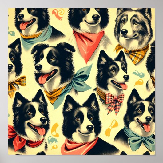 Vintage Grenze Collie Seamless Poster (Vorne)