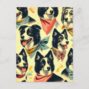 Vintage Grenze Collie Seamless Postkarte