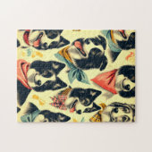 Vintage Grenze Collie Seamless Puzzle (Horizontal)