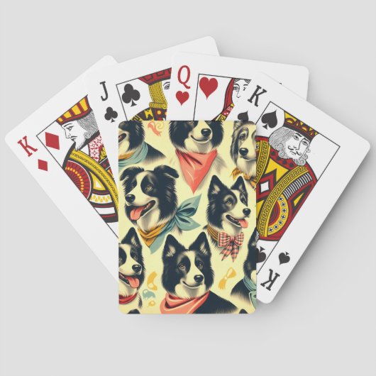 Vintage Grenze Collie Seamless Spielkarten (Rückseite)
