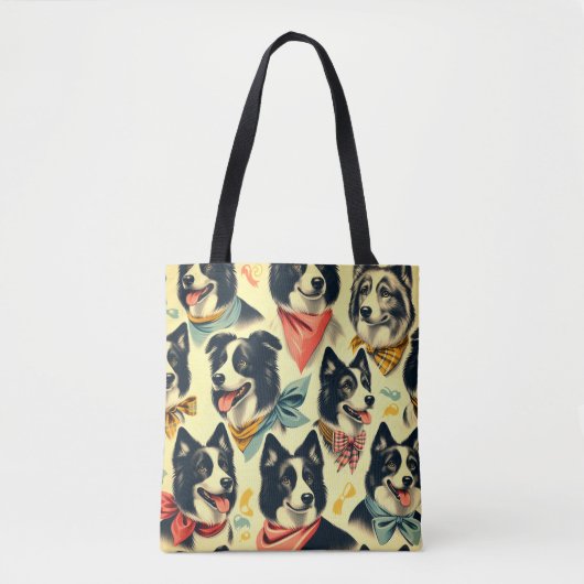 Vintage Grenze Collie Seamless Tasche (Vorderseite)