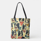 Vintage Grenze Collie Seamless Tasche (Rückseite)