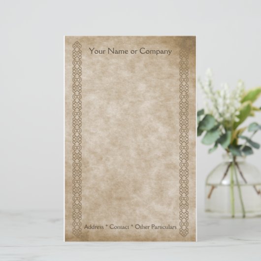 Vintage Grenzen TAN Briefpapier (Stehend Vorderseite)