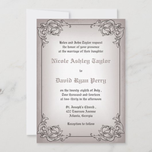 Vintage Grenzhochzeit Einladung (Vorderseite)