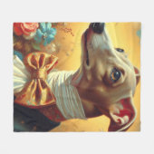 Vintage Greyhound-Dog-Malerei Fleecedecke (Vorderseite (Horizontal))