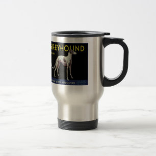 Vintage Greyhound-Hund-Zitronenetikett um 1920 Reisebecher