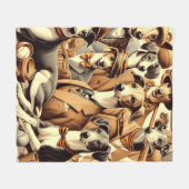Vintage Greyhound Illustration Fleecedecke (Vorderseite (Horizontal))