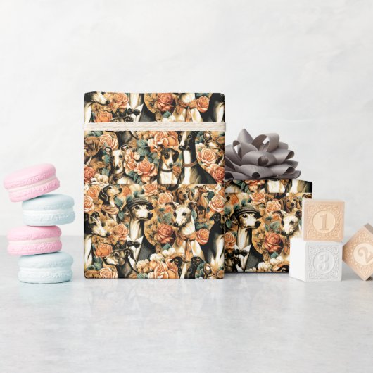 Vintage Greyhound Illustration Geschenkpapier (Babyparty)